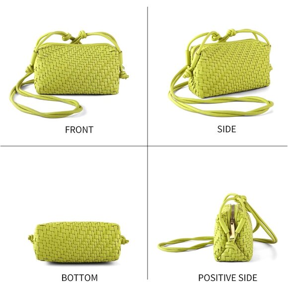 Woven Crossbody Bag Women Vegan Leather Small Purse Adjustable Strap Casual - Picture 3 of 6